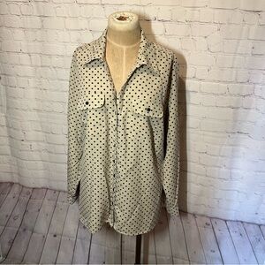 Polka Dot light academia Button-Up collared Shirt size xl